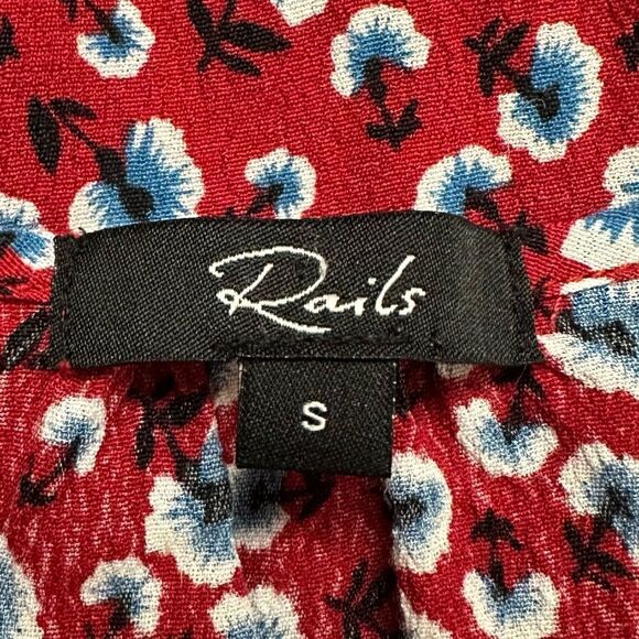 Rails Beaux Top in Red Floral Button Down Top - Picture 9 of 13